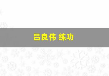 吕良伟 练功